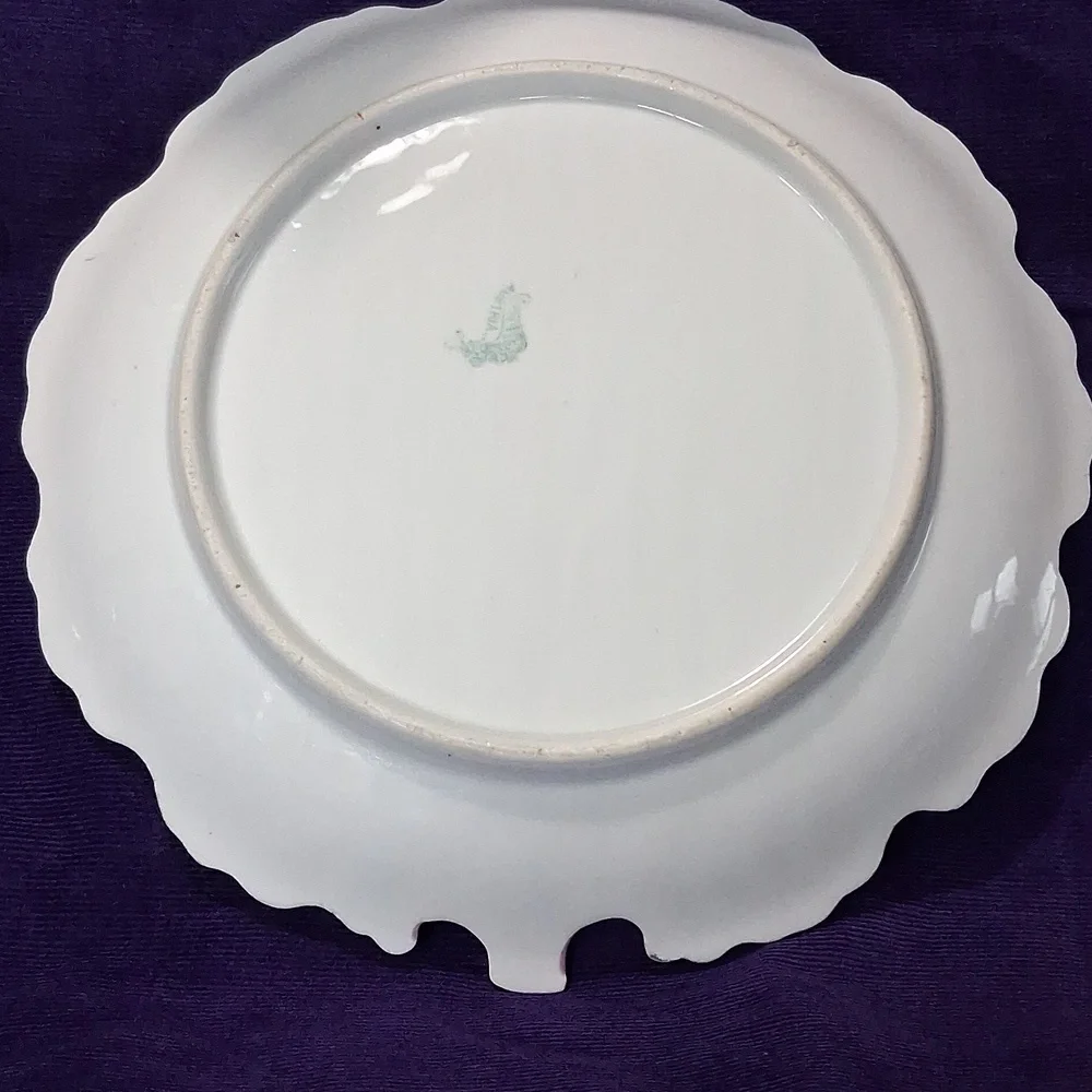 Antique MZ Austria Plate Porcelain Pink Roses Gilt Clovers Dish - Picture 8 of 12